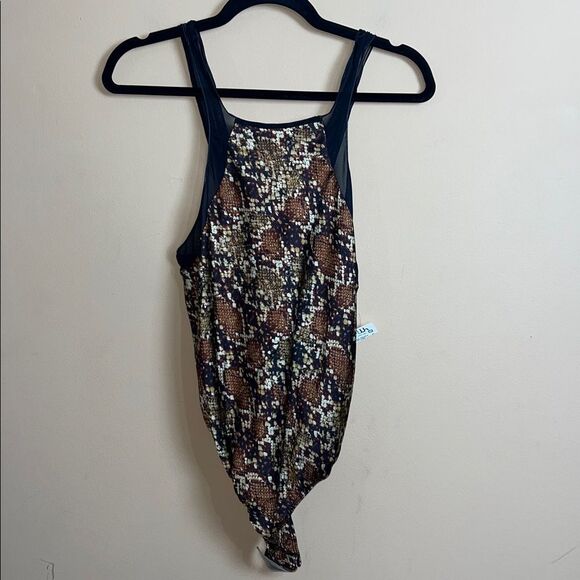 Intimately by Free People Size Small Brown & Tan Snakeprint Bodysuit - Picture 1 of 6